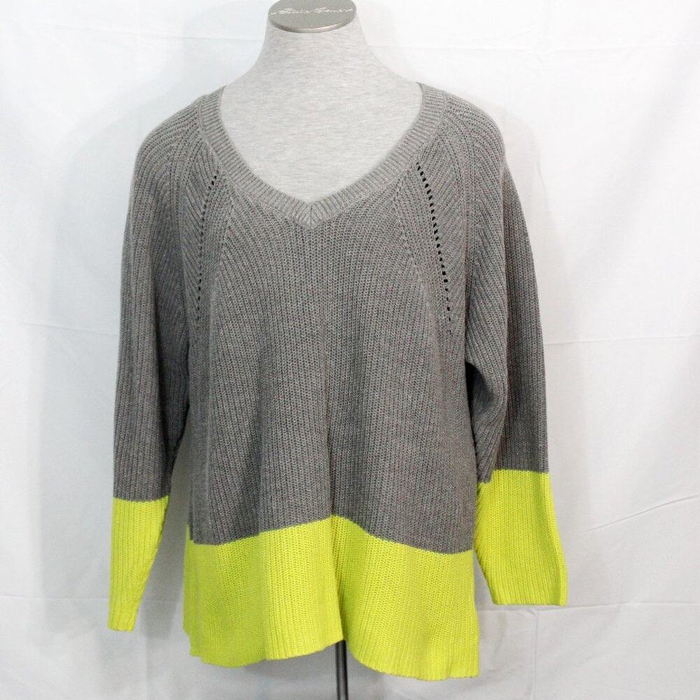Grey & Neon Yellow Colorblock Sweater NWT Size 4X